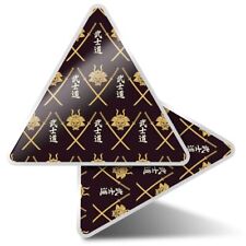 2 x autocollants triangle 10 cm - motif guerrier samouraï épée orientale #24405