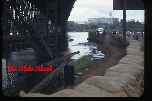 Portland Oregon Vanport Flood Steel Bridge Dike 1948 red border Kodachrome slide - Picture 1 of 1