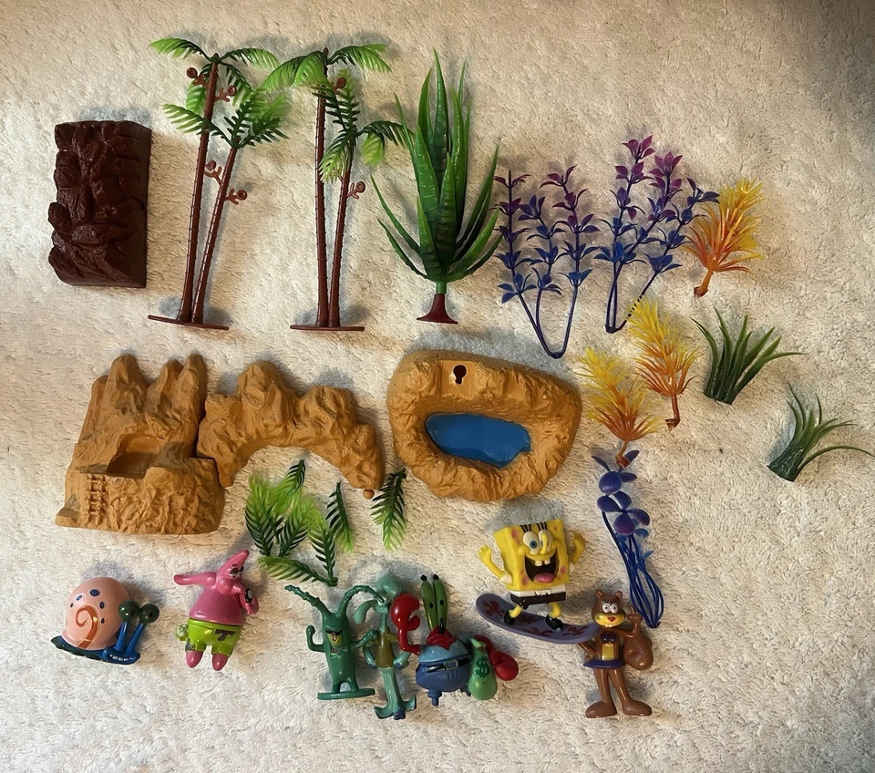 Bob Esponja Pantalones Cuadrados 7 Piezas Cumpleaños Cupcake Topper/Mini Estatuillas 2”-2.5” Alto. Foto 1 de 4