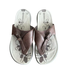 Merrell Bracken Performance braune Damen-Lederslipper Zehenstegsandalen Größe 6 - Bild 1 von 10
