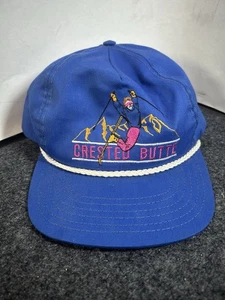 Mütze Schopf Butte Skifahrer Vintage Stickerei blau Unisex verstellbar - Bild 1 von 5