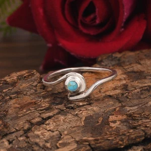 Artisan Crafted Kingman Turquoise Ring Sterling Silver Bohemian Jewelry Gift Her - Picture 1 of 7