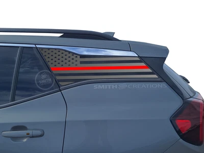 Fits 2018-2025 GMC Terrain Rear Side Window Standard US Flag RED LINE Decal Foto 1 de 3