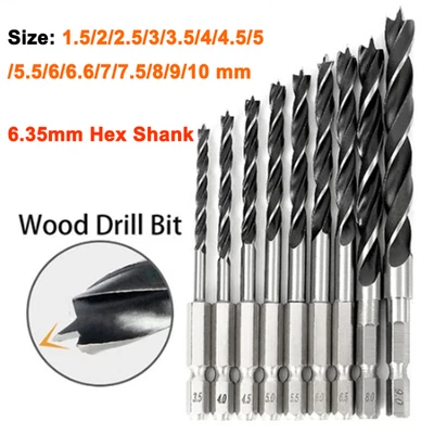  1,5mm-10mm Holzbohrer oder Set HSS Woodworkin Sechskantschaft Spiralbits - Bild 1 von 4