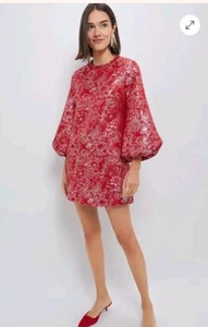Hyacinth House Red & Pink Jacquard Janie Mini Dress - Medium M - Picture 1 of 9