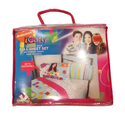 Nickelodeon iCarly Full Sheet Set NEW RARE 4 Piece Flat Fitted Pillowcases 2009 - Image 1 of 4