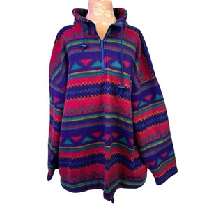 First Run Vintage Pullover Pink Purple Aztec 90s Fleece Size XL Western Retro - Picture 1 of 8