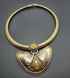 Vintage TRIFARI Slide Anhänger goldfarben Omega Kette Halskette Egyptian Revival - Bild 1 von 8