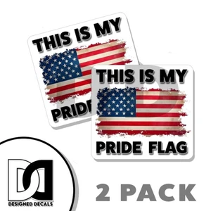 THIS IS MY PRIDE FLAG FJB TRUMP 2024 White Round Square Vinyl Decal Sticker 2PK - Picture 1 of 1