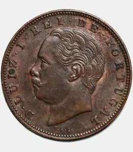 1882 Portuguese Portugal coin 10 Reis, Luis I – XF-AU - Picture 1 of 3