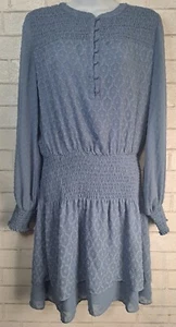 White House Black Market Midikleid Damen Gr. XXS blau gesmokt Knopf Stufen - Bild 1 von 6