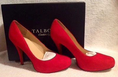 Zapatos de salón Talbots, para mujer, 8,5 medianos, rojos, gamuza, zapatos, nuevos, tacón alto, nuevos con caja  Foto 1 de 4