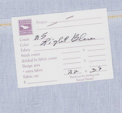 25 ct Cross Stitch Linen Fabric Light Blue 39x27"  Twisted Threads - Image 1 of 2