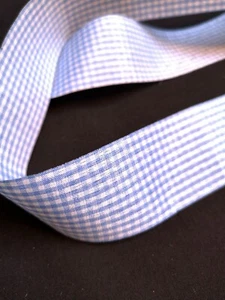 1 m hellblau Gingham Karo Webband 38 mm 1/16 Zoll - Bild 1 von 3
