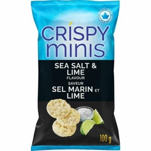 4 Beutel Quaker Knusprige Minis Meersalz & Limette Reis Chips je 100g - Bild 1 von 2