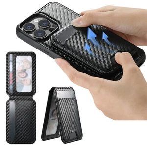 2in1 Carbon Fiber Case Detachable Card Wallet For iPhone 16 15 Pro Max 14 13 12 - Picture 1 of 11