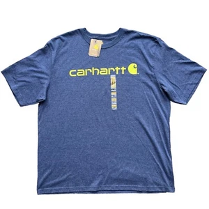 Carhartt K195413 Mens XL Shirt Original Fit Heavyweight Short Sleeve Blue Logo - Picture 1 of 6