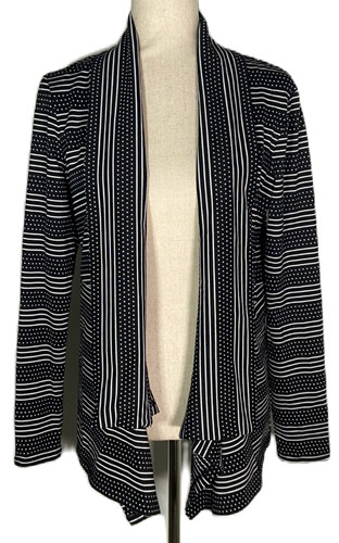 VETEMENTS DANA BUCHMAN Donna Nero Bianco a Polka a Punto Righe L.S. Giacca Taglia S