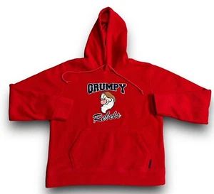 Vtg Disney Grumpy Rebels Red Fleece Embroidered Hoodie Hooded Sweatshirt Youth L - Picture 1 of 5