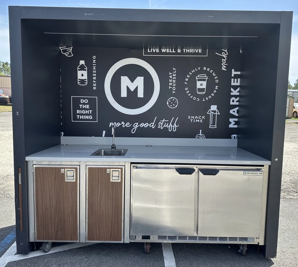 Free Standing Coffee Bar Station W/Fridge, Water Heated and Sink - HIGH QUALITY - Image 1 of 4