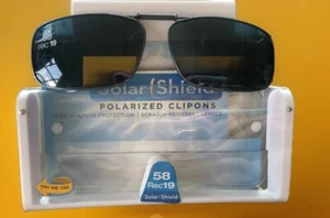 Solar Shield Polarized Clip On Sunglasses  ( 58 Rec19 ) With Case - Gray - Picture 1 of 3
