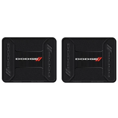 New 2pc Dodge Elite Racing Stripes Logo Rear Heavy Duty Rubber Floor Mats Set - Image 1 of 2