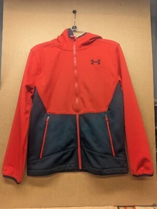 NEW Under Armour Boys UA ColdGear Jacket Black Red Youth L Full Zipper Storm - Picture 1 of 6
