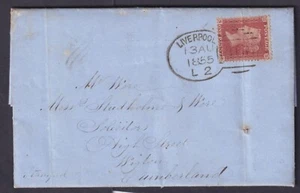 1855 1d Red Star ND Fine Strike LIVERPOOL Spoon Type B2 With Contents Good Used - Picture 1 of 2