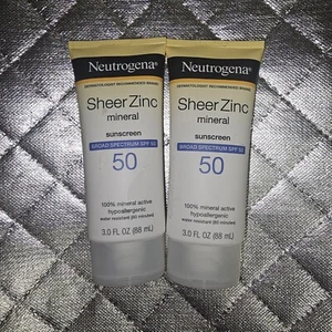 Neutrogena Sheer Zinc Mineral Sunscreen SPF 50 3oz / 88ml New Lot Of 2 - Picture 1 of 2