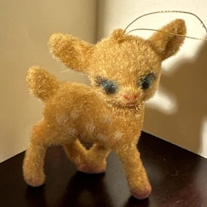 Flocked Reindeer Ornament Christmas Decor 2.5 X 4 - Picture 1 of 7