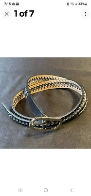 Cinto feminino Nine West preto e prata tamanho pequeno fivela oval  - Imagem 1 de 4