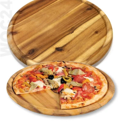 AKAZIE Pizzateller Servierteller Holzteller Käse Schinken Kuchen Teller Platte - Bild 1 von 4