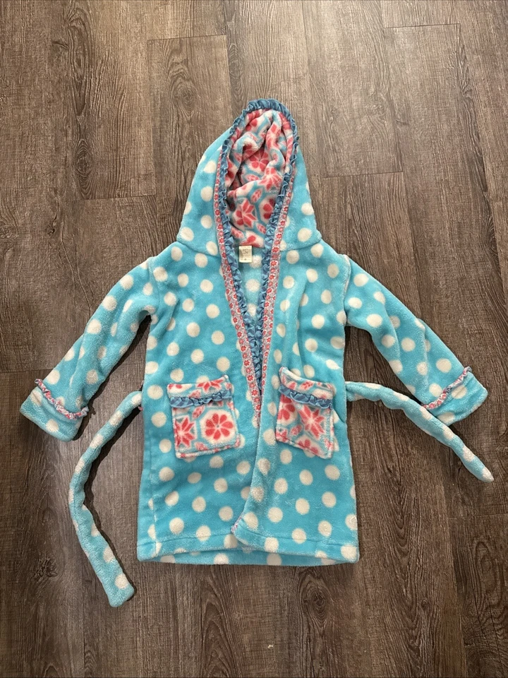 Matilda Jane Silver Pieces Blue Polka Dot Fleece Once Upon a Time Robe, Size S - Image 1 of 4