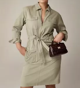 Nwt J. Crew Cinched Waist Utility Dress Womens Iced Pine Green Size 8 - Picture 1 of 12