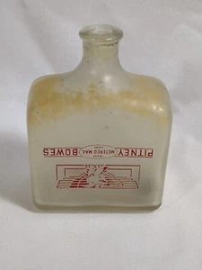 DE COLECCIÓN PITNEY BOWES TARRO DE TINTA DE VIDRIO ESMERILADO ENGRASADOR CON TAPÓN DE MÁRMOL Servicio Postal - Imagen 1 de 7