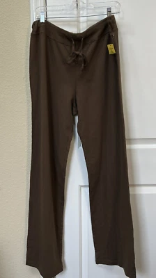 Calça Russ Berens Malibu EUA Feminina Tamanho Grande Marrom Reta Elástica Cintura Desenho - Imagem 1 de 4