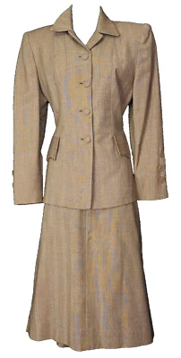 Traje gris vintage años 40, conjunto de vestido blazer chaqueta falda dos piezas, lana fina S M Foto 1 de 4