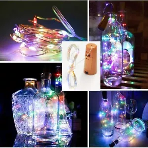 Copper Bottle String Lights Light 15 LED Warm Cool White Fairy Wine Cork Shaped - Picture 1 of 12