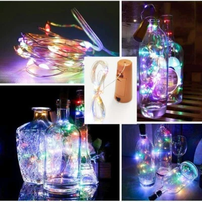 Copper Bottle String Lights Light 15 LED Warm Cool White Fairy Wine Cork Shaped - Image 1 of 4