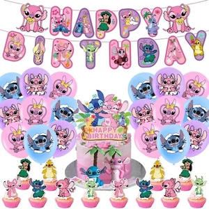 Lilo & Stitch Birthday Party Supplies Happy Birthday Banner Balloon Cake Toppers - Picture 1 of 7