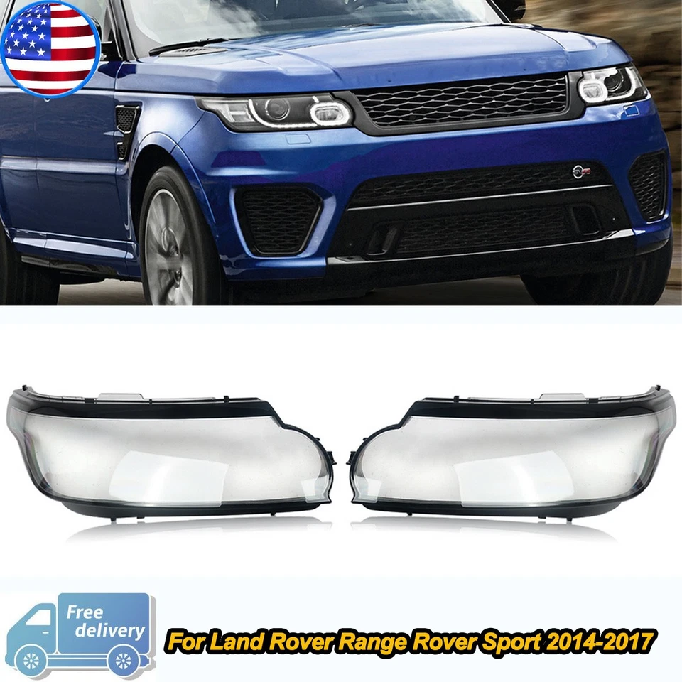 Pair Front Headlight Lens Cover Shell For Land Rover Range Rover Sport 2014-2017 Foto 1 de 4