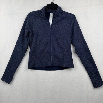Fabletics Women's L Seamless Lurex Jacket Full Zip Athletic Blue - Image 1 of 4