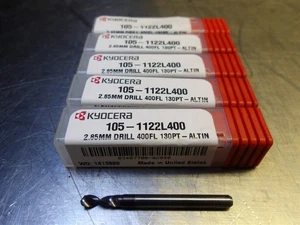5 NEW! Kyocera 2.85mm (.1122") Carbide Drill 2FL 1/8"SHK 1-1/2"OAL 105-1122L400 - Picture 1 of 5
