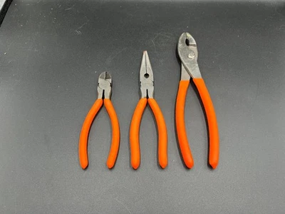 Pittsburgh Handtool Set of 3 Pliers Orange Grip Tools China Very Light Use! - Image 1 of 4