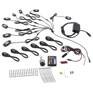 8 Pod RGB LED Rock Light Offroad Wireless Bluetooth Music Controller For ATV 25W - Picture 1 of 12