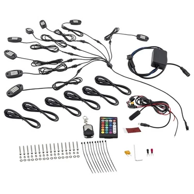 8 Pod RGB LED Rock Light Offroad Wireless Bluetooth Music Controller For ATV 25W - Image 1 of 4