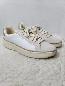 Cole Haan GrandPro Topspin Sneakers Women’s 9.5B White Gold Leather Suede Casual - Picture 1 of 10