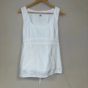 Motherhood Maternity Eyelet Top Womens Large White Sleeveless Blouse Tank Shirt - Picture 1 of 6