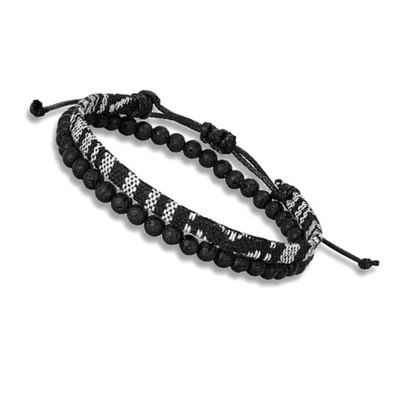 Bracciale Surfer Bracciale dell'amicizia tessuto fatto mano perline di lava - Immagine 1 di 4