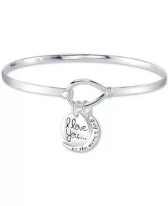 Unwritten Sterling Bangle Charm Bracelet I Love You To The Moon And Back - Picture 1 of 10